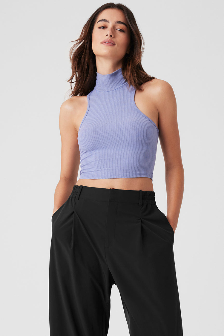 Buy Ribbed Sea Coast Cropped Turtleneck Tank online Alo Yoga UAE