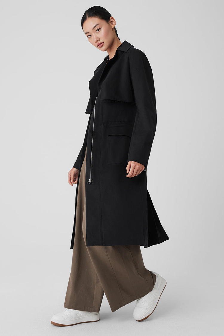 Long tail trench coat best sale